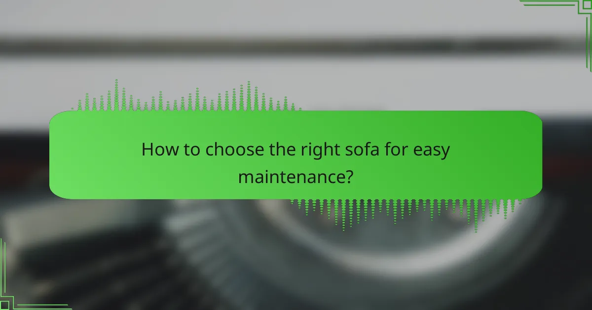 How to choose the right sofa for easy maintenance?