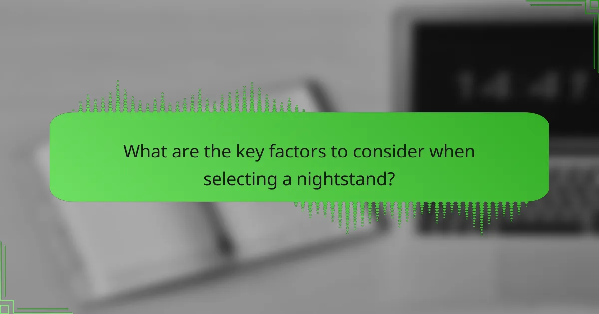 What are the key factors to consider when selecting a nightstand?