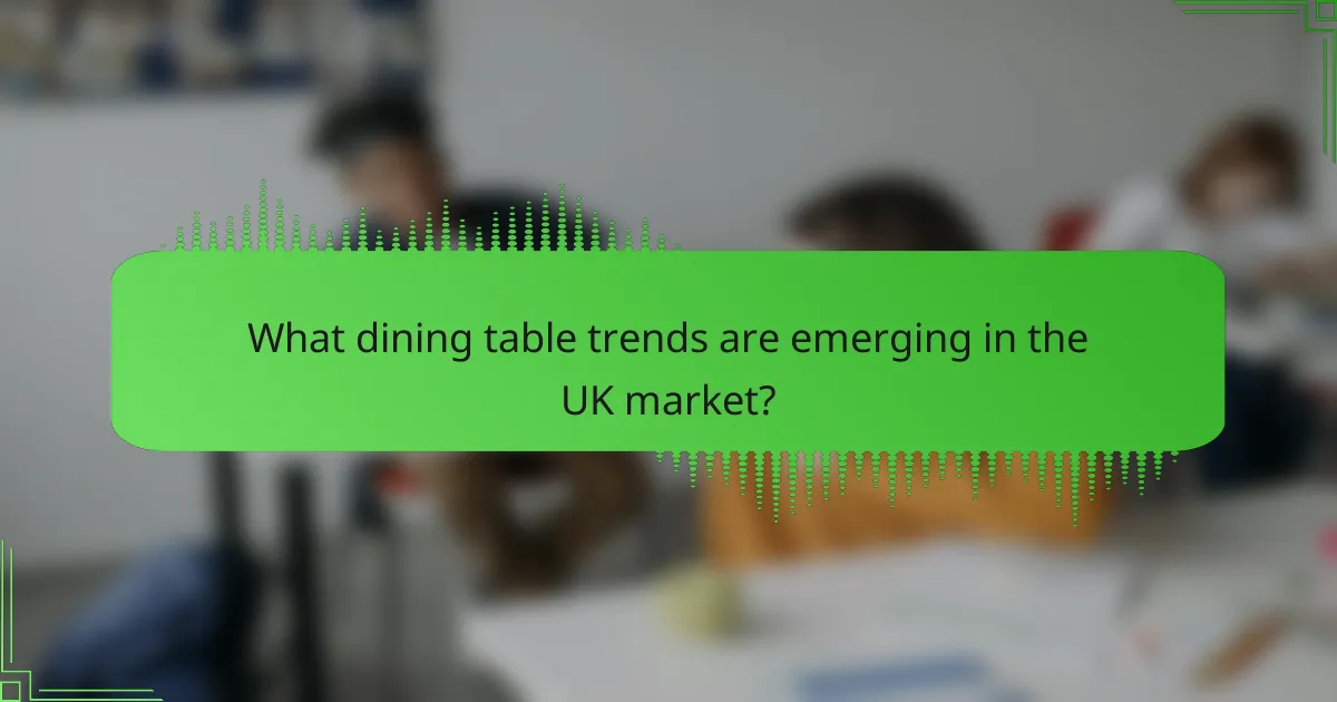 What dining table trends are emerging in the UK market?